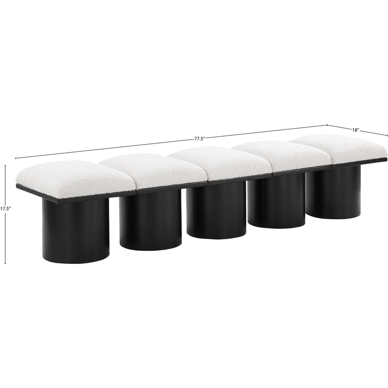 Meridian Pavilion Cream Boucle Fabric Bench IMAGE 7