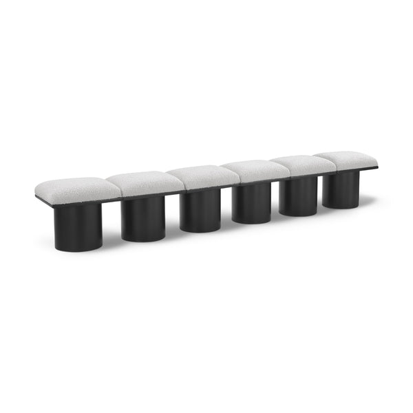 Meridian Pavilion Cream Boucle Fabric Bench IMAGE 1