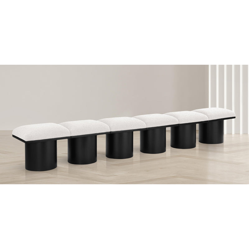 Meridian Pavilion Cream Boucle Fabric Bench IMAGE 2