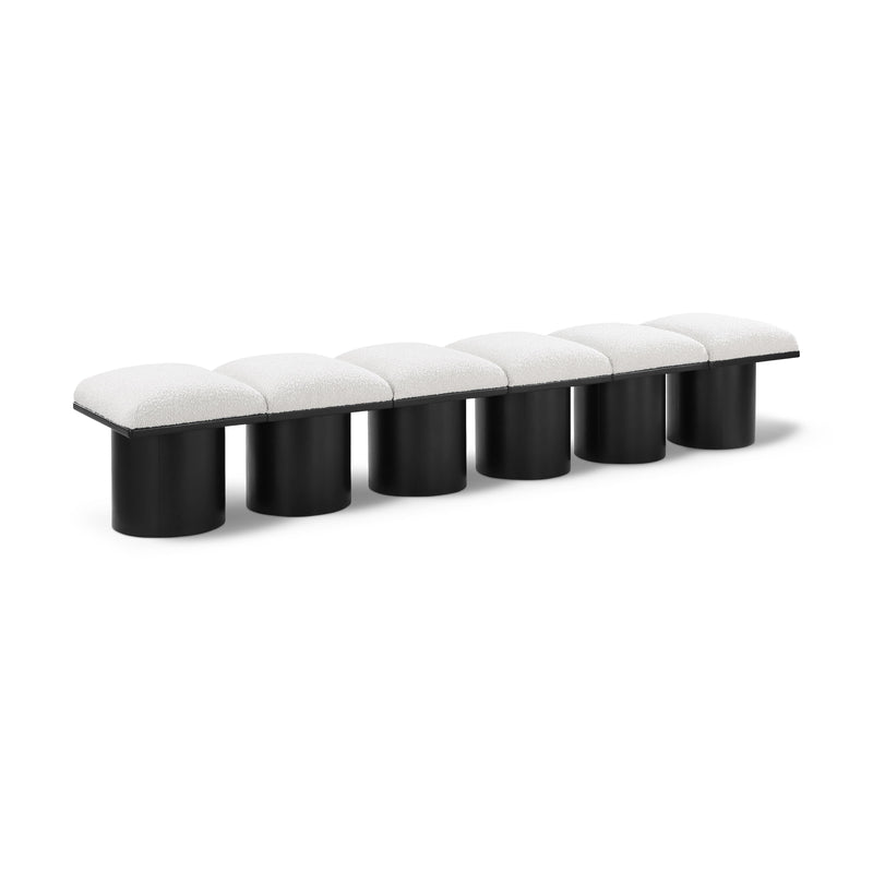 Meridian Pavilion Cream Boucle Fabric Bench IMAGE 1
