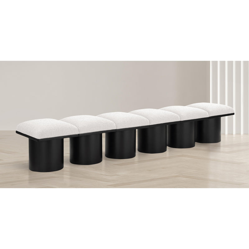 Meridian Pavilion Cream Boucle Fabric Bench IMAGE 2