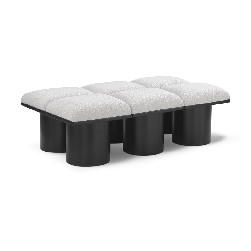 Meridian Pavilion Cream Boucle Fabric Bench IMAGE 1