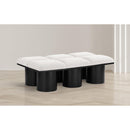 Meridian Pavilion Cream Boucle Fabric Bench IMAGE 2