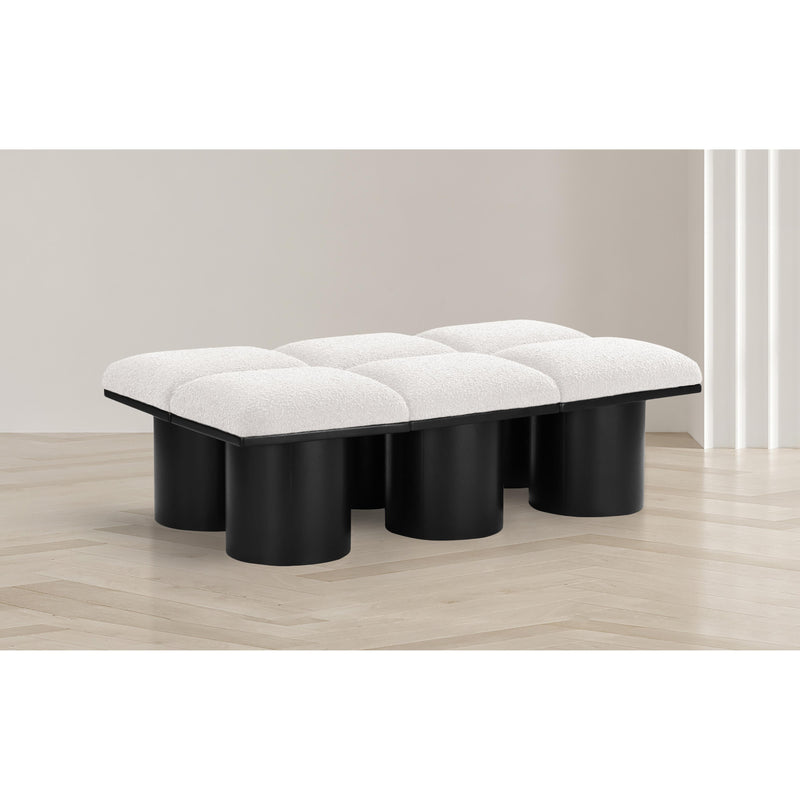 Meridian Pavilion Cream Boucle Fabric Bench IMAGE 2