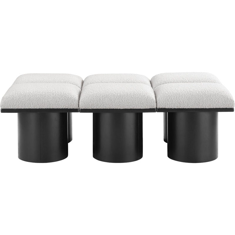 Meridian Pavilion Cream Boucle Fabric Bench IMAGE 3