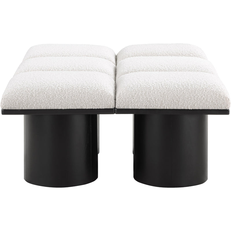Meridian Pavilion Cream Boucle Fabric Bench IMAGE 4