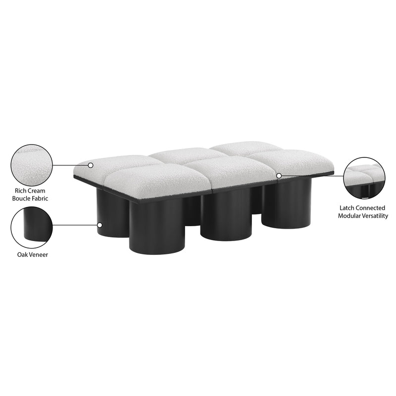 Meridian Pavilion Cream Boucle Fabric Bench IMAGE 6