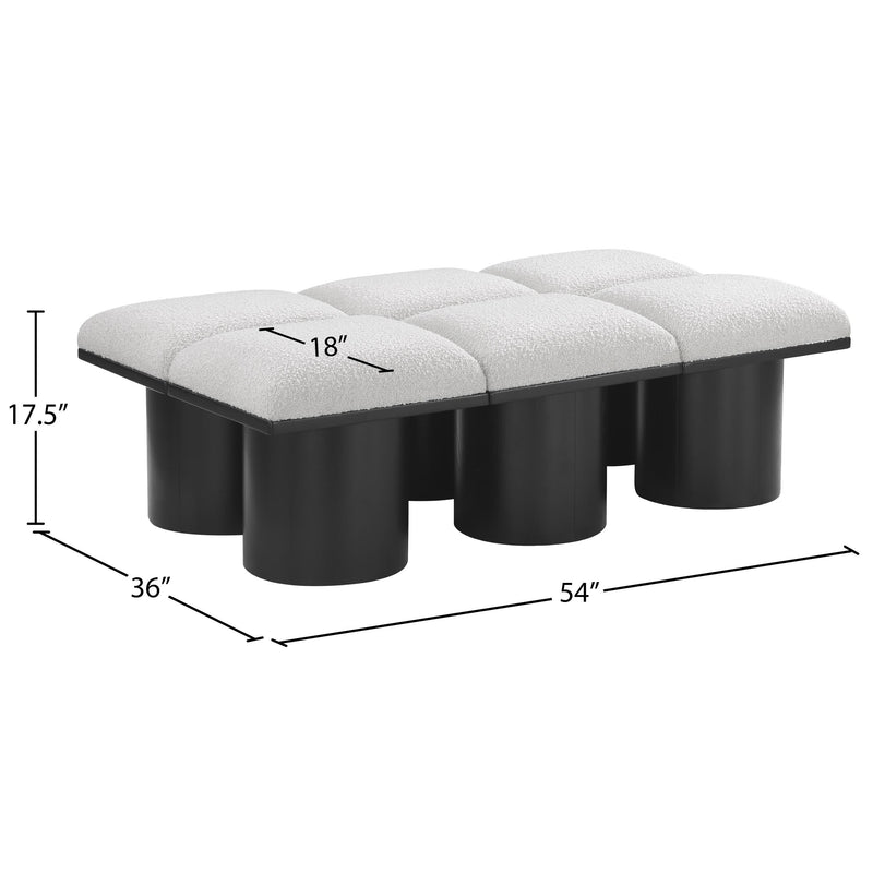 Meridian Pavilion Cream Boucle Fabric Bench IMAGE 7
