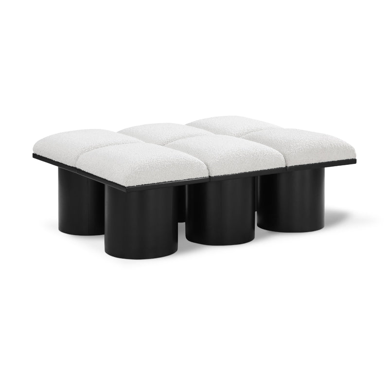 Meridian Pavilion Cream Boucle Fabric Bench IMAGE 1