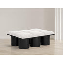 Meridian Pavilion Cream Boucle Fabric Bench IMAGE 2