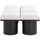 Meridian Pavilion Cream Boucle Fabric Bench IMAGE 4
