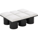 Meridian Pavilion Cream Boucle Fabric Bench IMAGE 5