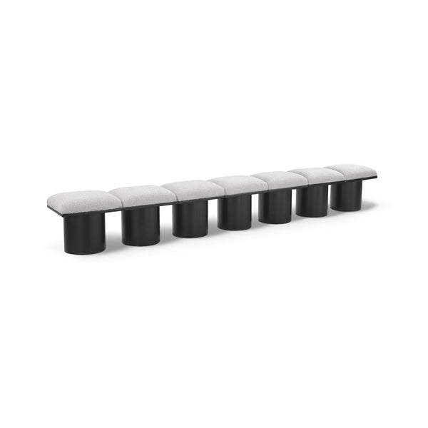 Meridian Pavilion Cream Boucle Fabric Bench IMAGE 1