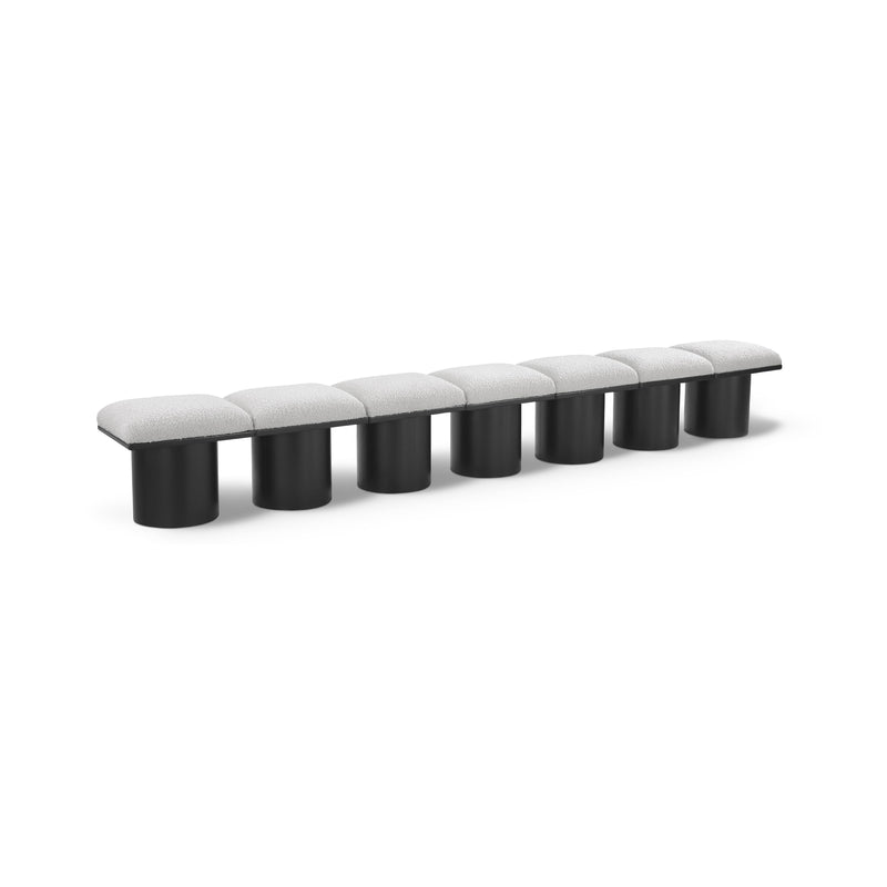 Meridian Pavilion Cream Boucle Fabric Bench IMAGE 1