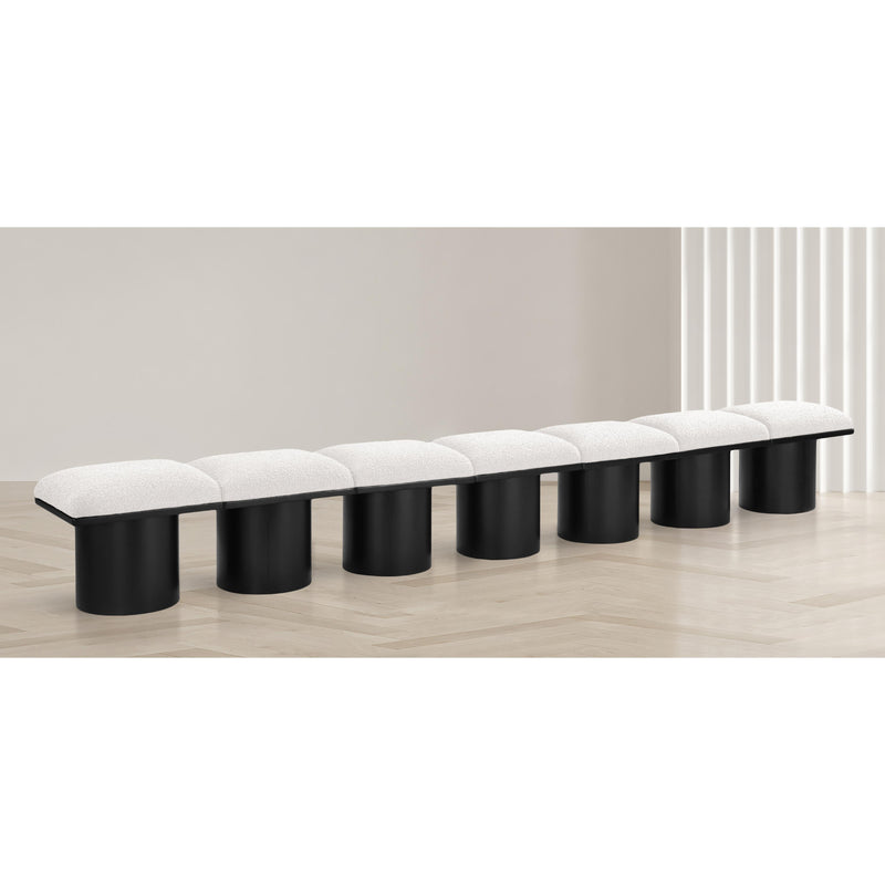Meridian Pavilion Cream Boucle Fabric Bench IMAGE 2