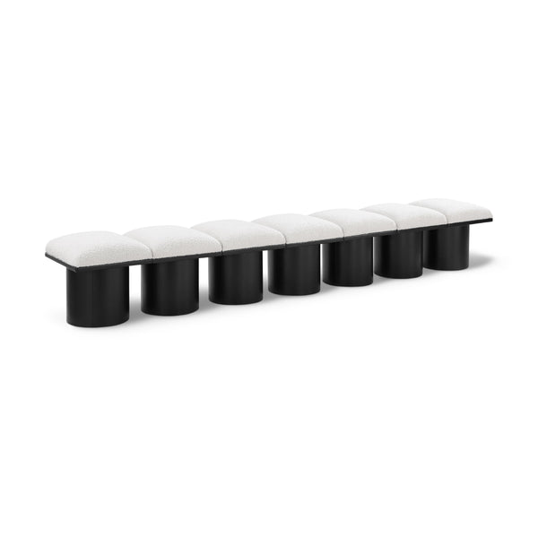 Meridian Pavilion Cream Boucle Fabric Bench IMAGE 1
