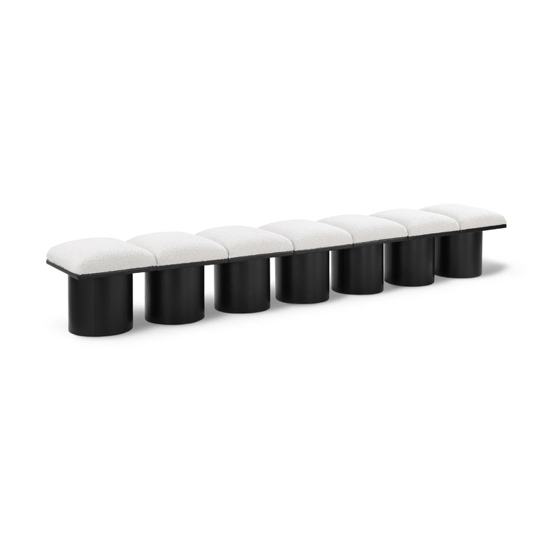 Meridian Pavilion Cream Boucle Fabric Bench IMAGE 1