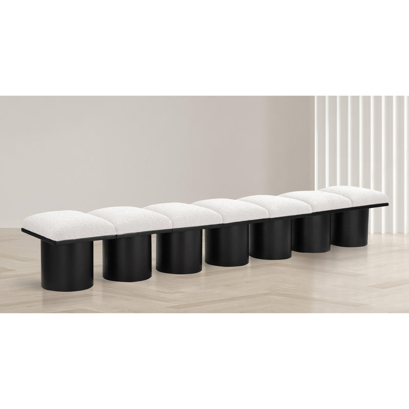 Meridian Pavilion Cream Boucle Fabric Bench IMAGE 2