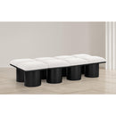 Meridian Pavilion Cream Boucle Fabric Bench IMAGE 2