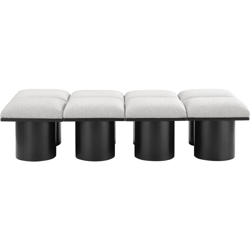 Meridian Pavilion Cream Boucle Fabric Bench IMAGE 3