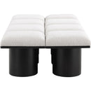 Meridian Pavilion Cream Boucle Fabric Bench IMAGE 4