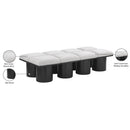 Meridian Pavilion Cream Boucle Fabric Bench IMAGE 6