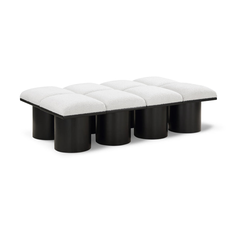 Meridian Pavilion Cream Boucle Fabric Bench IMAGE 1