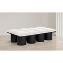 Meridian Pavilion Cream Boucle Fabric Bench IMAGE 2