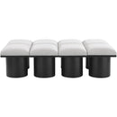 Meridian Pavilion Cream Boucle Fabric Bench IMAGE 3