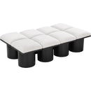 Meridian Pavilion Cream Boucle Fabric Bench IMAGE 5