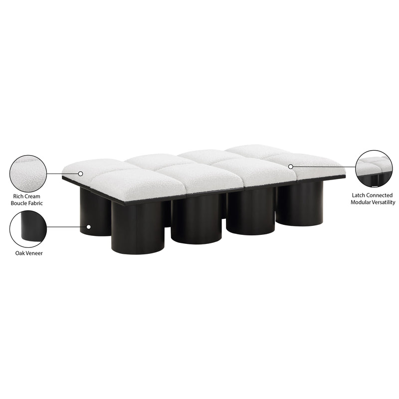 Meridian Pavilion Cream Boucle Fabric Bench IMAGE 7