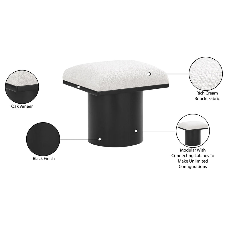 Meridian Pavilion Cream Boucle Fabric Bench/Stool IMAGE 7
