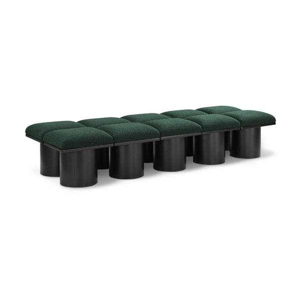 Meridian Pavilion Green Boucle Fabric Bench IMAGE 1