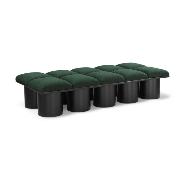 Meridian Pavilion Green Boucle Fabric Bench IMAGE 1