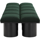 Meridian Pavilion Green Boucle Fabric Bench IMAGE 4