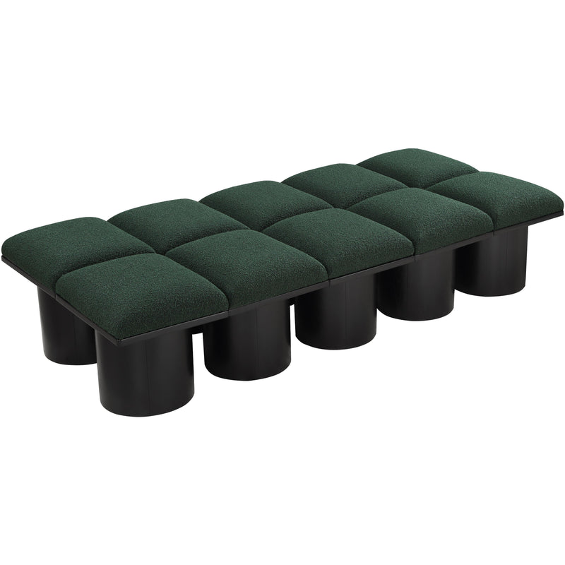 Meridian Pavilion Green Boucle Fabric Bench IMAGE 5