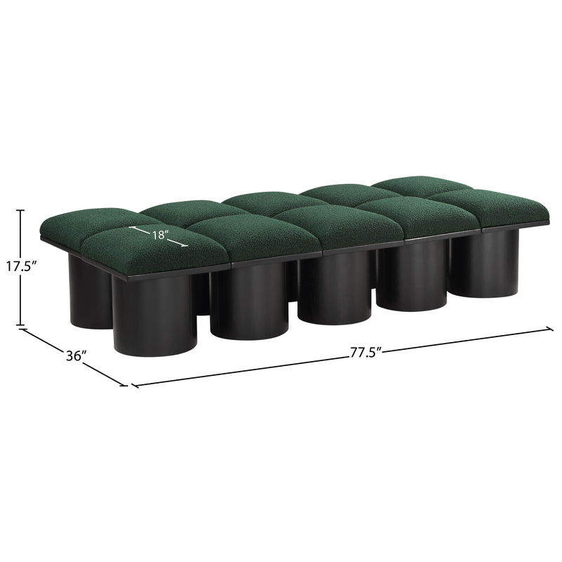 Meridian Pavilion Green Boucle Fabric Bench IMAGE 8