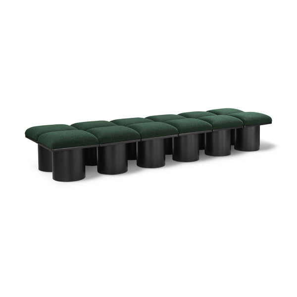 Meridian Pavilion Green Boucle Fabric Bench IMAGE 1
