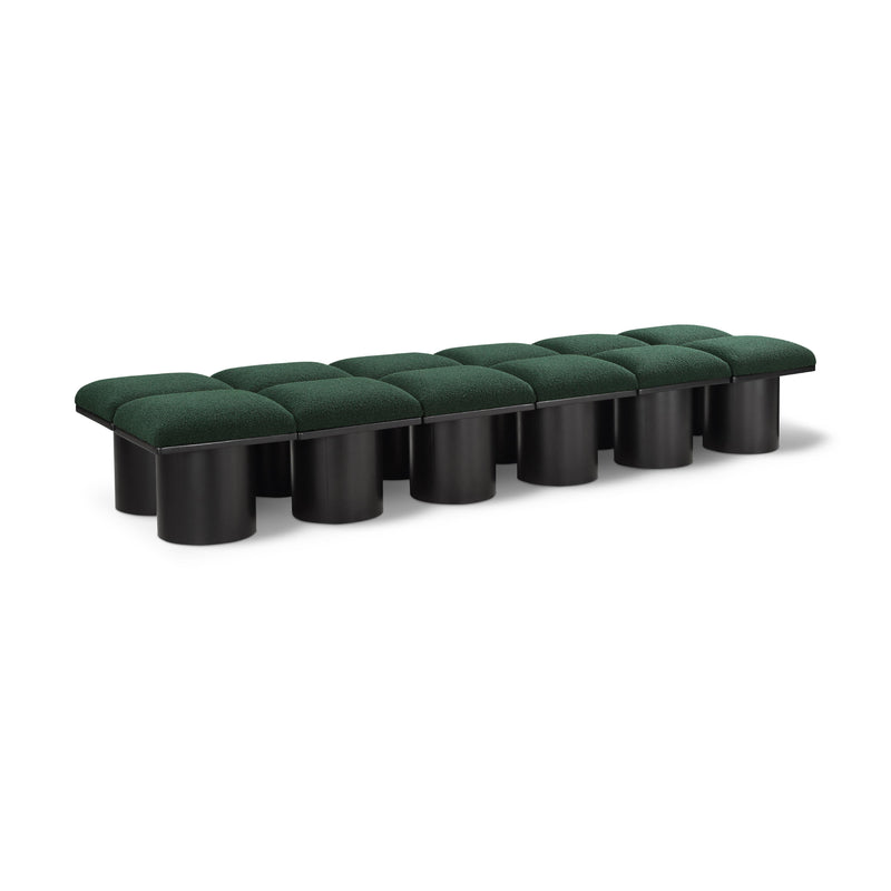 Meridian Pavilion Green Boucle Fabric Bench IMAGE 1
