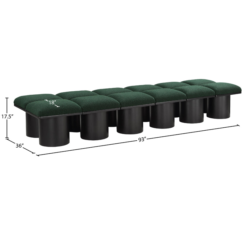 Meridian Pavilion Green Boucle Fabric Bench IMAGE 7