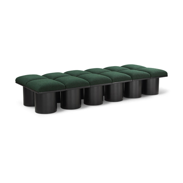 Meridian Pavilion Green Boucle Fabric Bench IMAGE 1