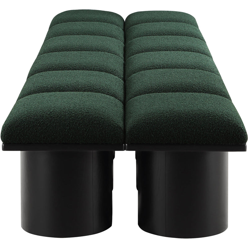 Meridian Pavilion Green Boucle Fabric Bench IMAGE 4