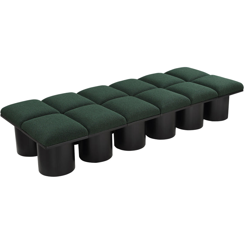 Meridian Pavilion Green Boucle Fabric Bench IMAGE 5