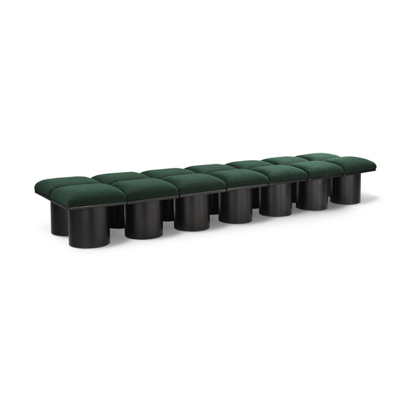 Meridian Pavilion Green Boucle Fabric Bench IMAGE 1