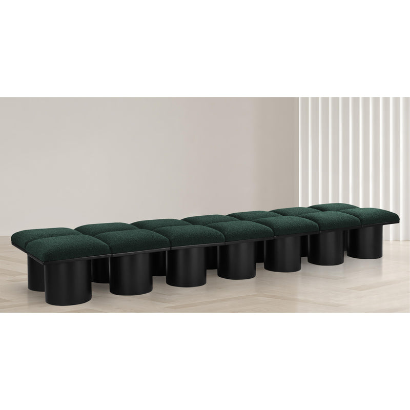 Meridian Pavilion Green Boucle Fabric Bench IMAGE 2