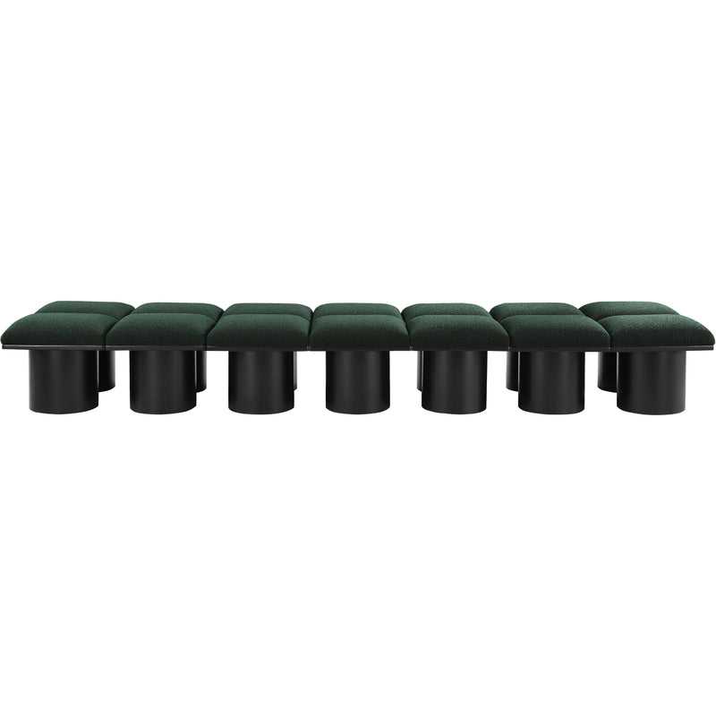 Meridian Pavilion Green Boucle Fabric Bench IMAGE 3