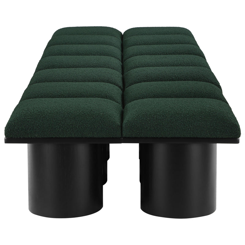 Meridian Pavilion Green Boucle Fabric Bench IMAGE 4