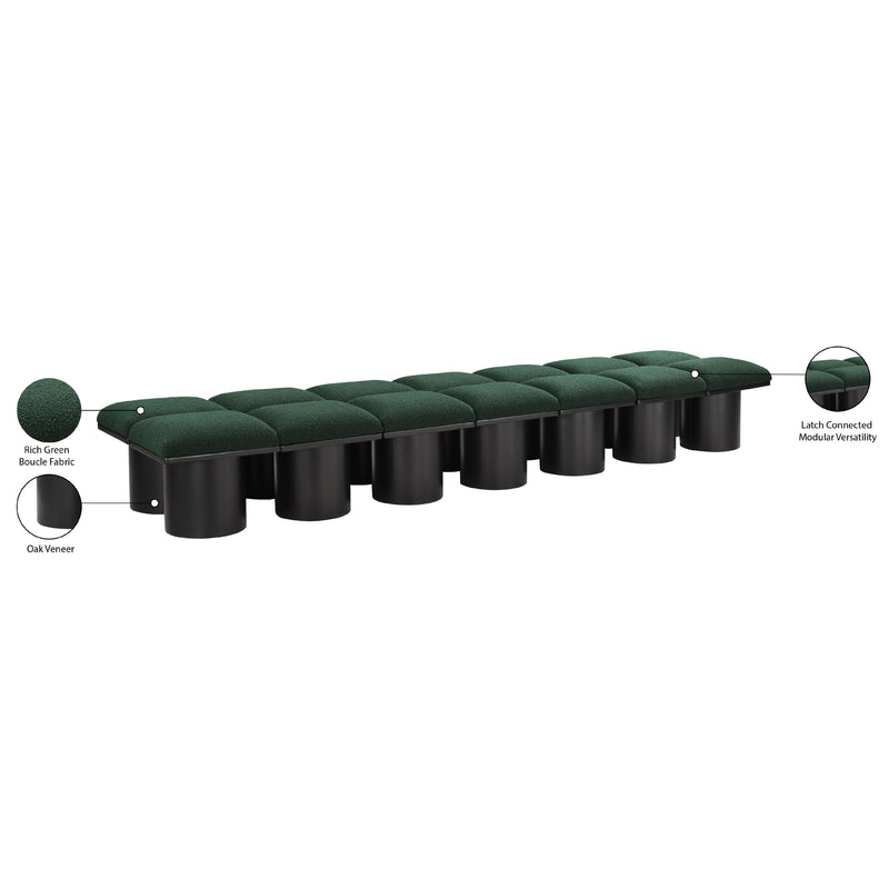 Meridian Pavilion Green Boucle Fabric Bench IMAGE 6