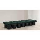 Meridian Pavilion Green Boucle Fabric Bench IMAGE 2