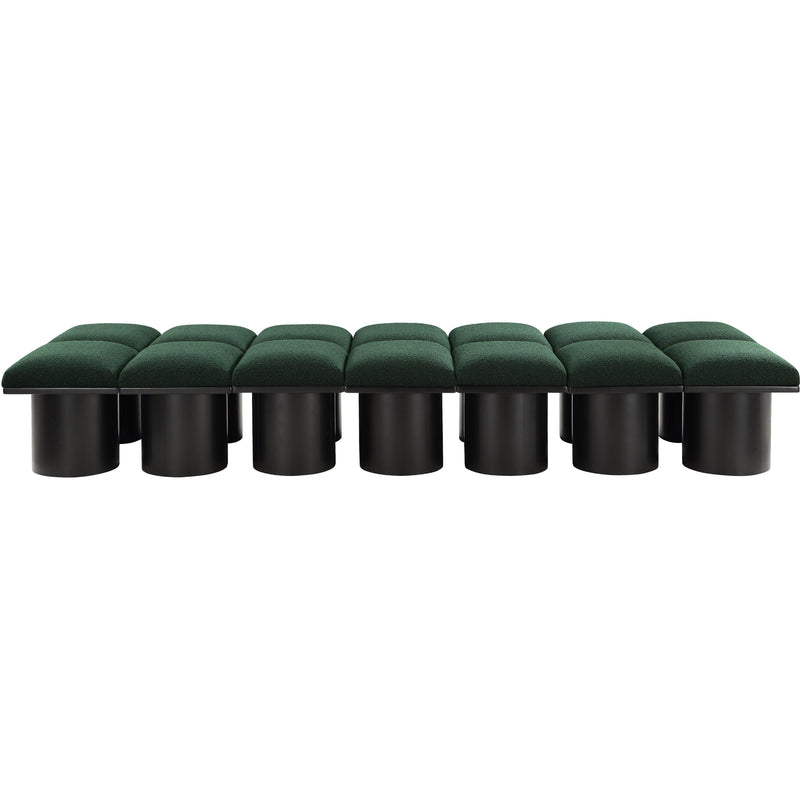 Meridian Pavilion Green Boucle Fabric Bench IMAGE 3